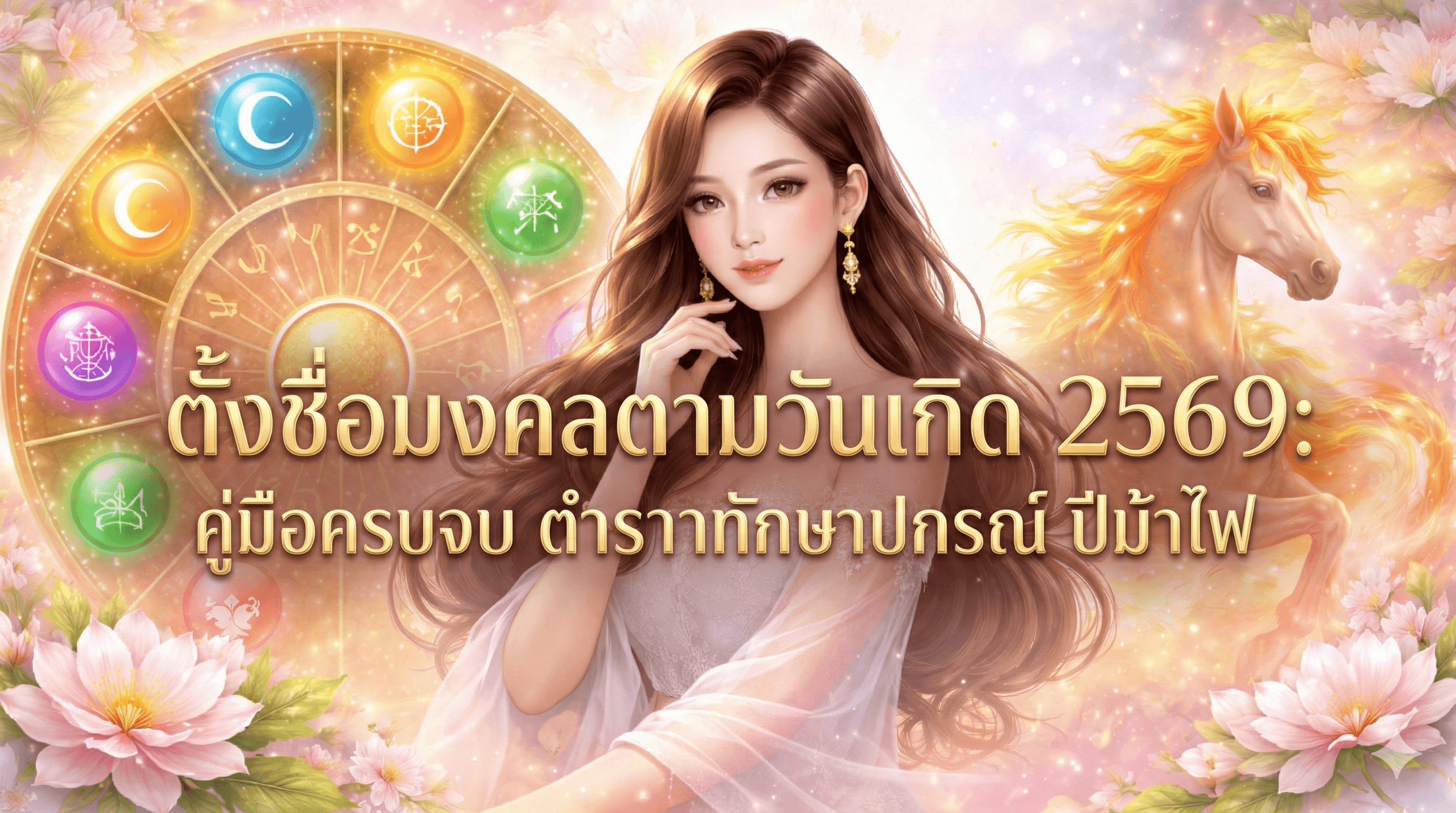 ภาพหน้าปอบทความ ตั้งชื่อมงคลตามวันเกิด 2569: คู่มือครบจบ ตำราทักษาปกรณ์ ปีม้าไฟ พร้อมชื่อแนะนำทั้ง 7 วัน - บทความชื่อมงคล NameMongkol